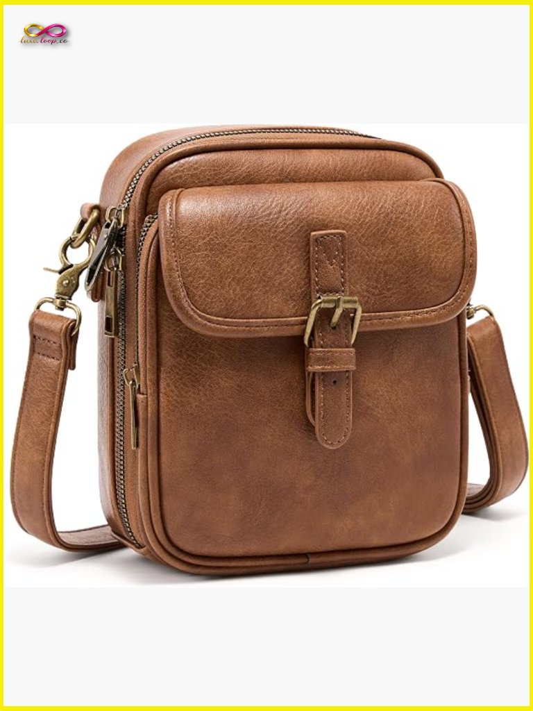 Vegan Leather Crossbody Bag With Card Slots Anti-Theft Rfid